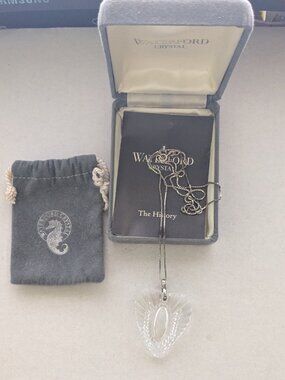 Vintage Waterford Crystal Heart 925 Sterling Silver Pendant Necklace